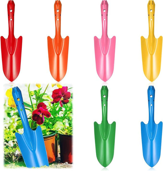 Mini Colorful Metal Hand Shovel Digging Trowel Set Transplanting Garden Shovel for Flower Soil Planting Succulent Kids Teens Women Men Gift Indoor Outdoor, 6 Colors (6 Pcs,11 x 3 Inch)