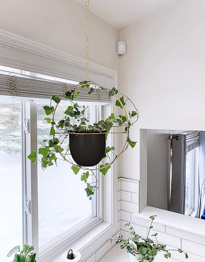 2 Pack Hanging Planters for Indoor Plants with 5.5" Pot + Ceiling Hook + Extender Chain | Hanging Plant Holder, Metal Minimalist Planter, NO Plant incld