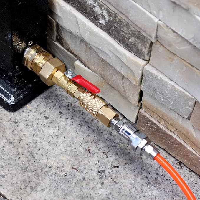 RV Winterize Blowout Adapter with 1/4" Quick Connect Plug and 3/4" Garden Water Hose Threading for Boat Camper Trailer Sprinkler Systems Irrigation Kit Fitting (With Valve 4PCS)