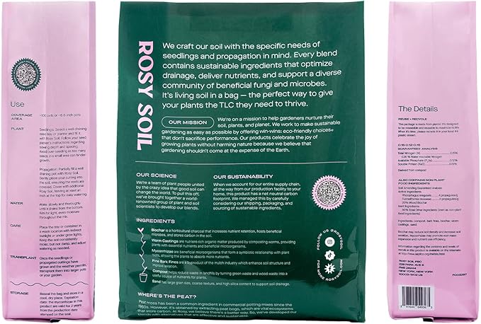 Seedling Seed Starter Soil Mix - Peat-Free Organic Potting Mix for Seeds, Cuttings, Microgreens- Enriched w/Worm Castings, Root-Boosting Biochar, Less Prone to Gnats for Germination & Propagation- 8qt