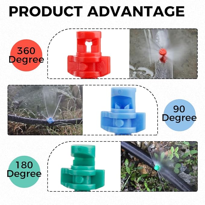100PCS 360 Degree Misting Nozzle Irrigation, Sprinklers Sprayer for Garden Irrigation System, Micro Sprayer Refraction Automizing Drippers