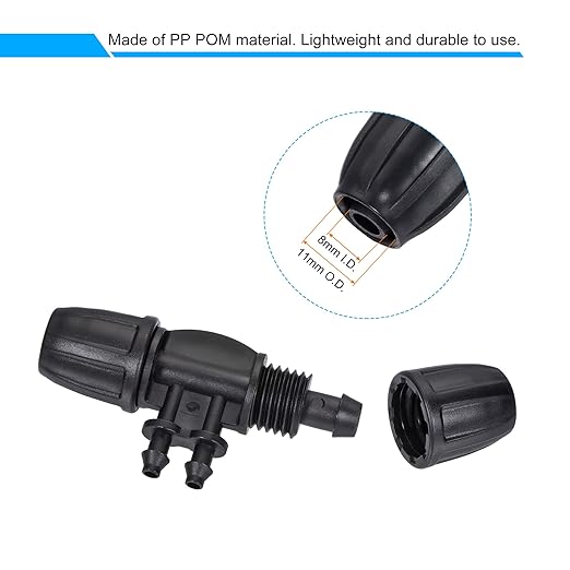 MECCANIXITY Drip Irrigation Barbed Tee 4-Way Fitting 8mm to 4mm ID Tubing for Garden Drip Tape Tubing Sprinkler System Black Pack of 15