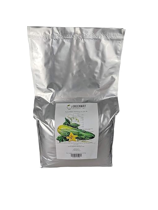 Greenway Biotech Cucumber Fertilizer 8-16-36-100% Water Soluble Plus Chelated Micronutrients Suitable for Soil, hydroponics, and aeroponics - 25 Pounds (Makes ~5000 Gallons)