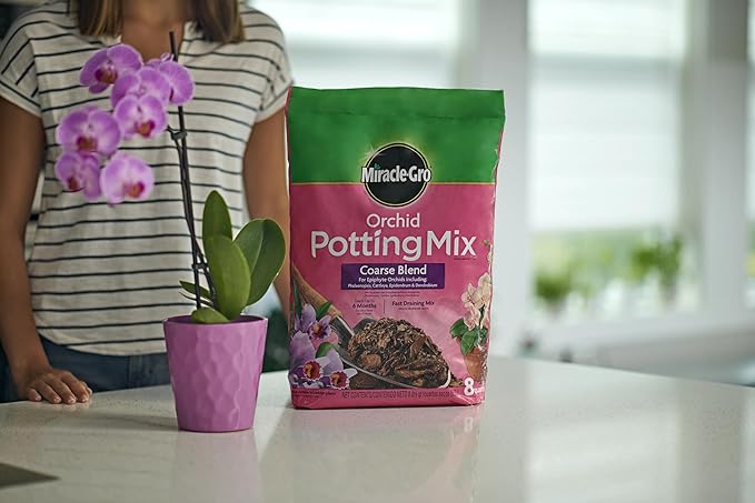 Miracle-Gro Orchid Potting Mix Coarse Blend, For Indoor or Outdoor Container Plants, Feeds for up to 6 Months, 8 qt., 3-Pack