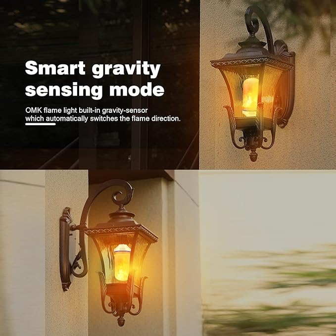 OMK Christmas Flame Effect Light Bulbs LED (6 Pack) Fire Light Bulb Flickering Light Bulbs for Porch Yard Outdoor Fake Fire Party Holiday Christmas Gifts Spooky Attractions Decoration