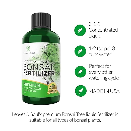 Professional Liquid Bonsai Plant Fertilizer | 3-1-2 Concentrate for Bonsai Plants and Trees | Multi-Purpose Blend & Gardening Supplies | 8 oz Bottle