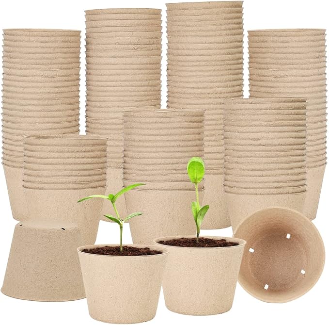 Seed Starter Trays, 126 Packs 4 Inch Round Biodegradable Peat Pots, Seed Starting Pots with Drainage Holes Round Nursery Pot
