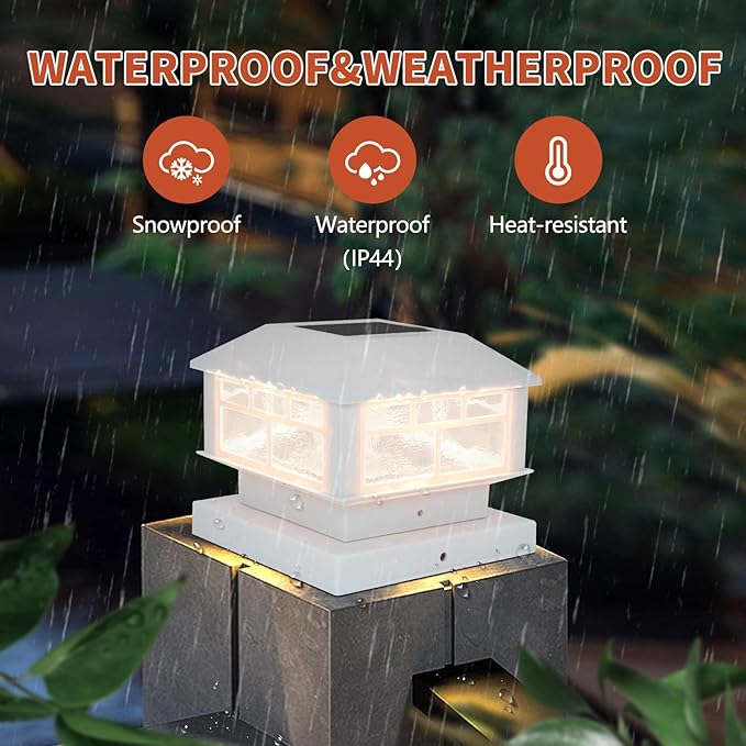 Solar Post Lights Outdoor, 20LM Solar Fence Cap Lights, Waterproof, 2 Light Modes, fit 3.5x3.5in 4x4in 5x5in Wooden Post, Solar Power Deck Light for Garden Deck Patio Decoration(White 12Pack)