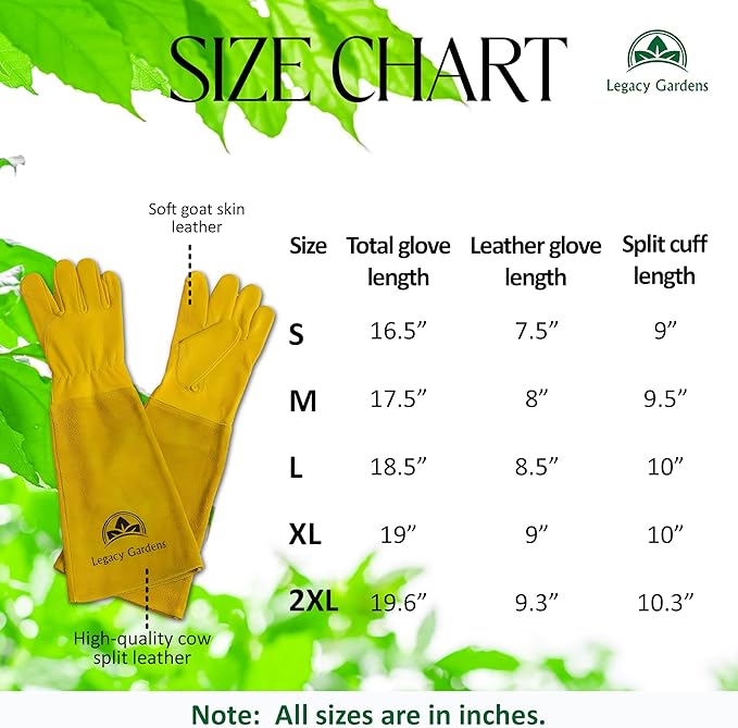 Thorn Resistant Leather Gardening Gloves for Men & Women – Long Gauntlet Rose Pruning Gloves with Forearm Protection for Pruning and Yard Work - Small Yellow