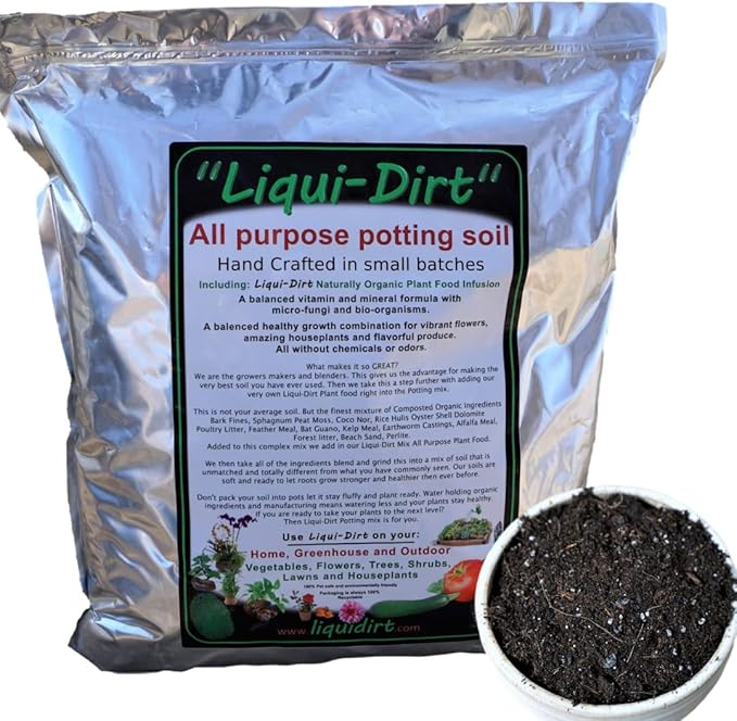 Liqui-Dirt Natural Potting Soil Bio-Organic Mix for Indoor & Outdoor Plants - Ideal for Monstera, Succulents, Orchids, Cactus, and More