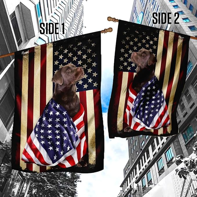 FLAGWIX Chocolate Labrador Retriever Flag - Outdoor Labrador Decorations, 29.5" x 39.5" House Flag For Porch, Patio, Wall Decor, Heavy-duty Canvas Labrador Flag Dog Garden Home Décor