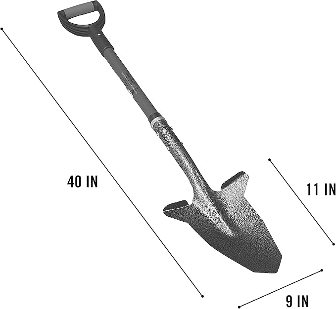 Gardening Shovel with Steel-Reinforced Fiberglass Handle, Cushioned D-Grip and Sharp, Hardened-Steel Blade, Award Winning Spade, Model SHFD3 Red
