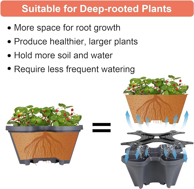 Vertical Planter 5 Tier Stackable Planters Garden Planters Strawberry Herb Flower and Vegetable Planter Indoor Outdoor Gardening Pots with Removable Wheels and Tools