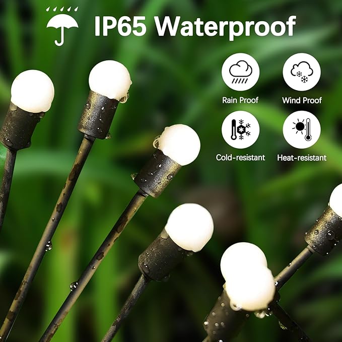 Warm-4Pack 32LED Firefly Warm Changing Lights,Garden Solar Lights Outdoor Decorative,Yard Waterproof Solar (Warm-4pcs)