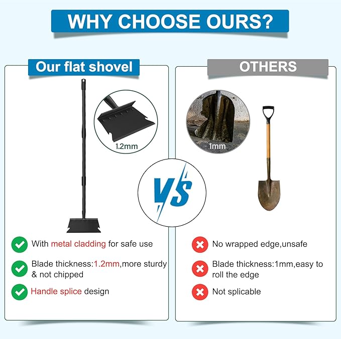 Garden Cleaning Shovel, Snow Shovel, Ice Scraper, 59 Inch Adjustable Handle Heavy Duty Garden Shovel Multifunctional Cleaning Shovel, for Lawn Edging, Scraping, Weed and Ice Removal