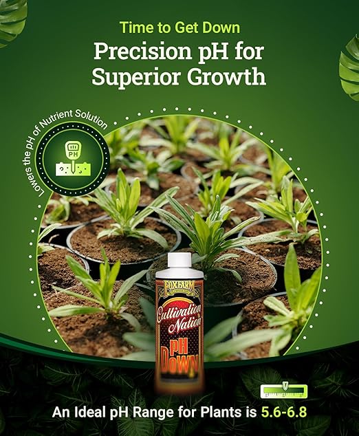 FoxFarm Cultivation Nation pH Down - Liquid Nutrient Solution Adjuster for Hydroponic & Soil Gardens, Lowers pH Levels - 40% Citric Acid for Optimal Plant Growth (Pint)
