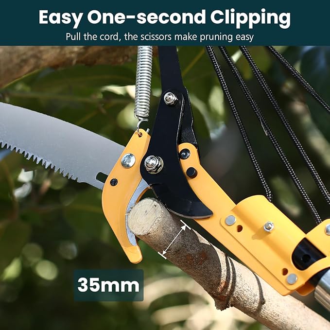 27 FT Pole Saws for Tree Trimming, [Ultra Sturdy] Tree Pruner with Thickened Saw Blade and Scissors for Tree Trimmer, Pole Cutter for Backyard and Garden, Bush Cutting and Pruning of Palm Trees