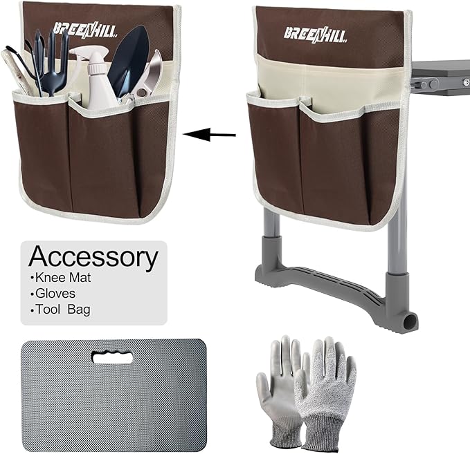 【New Upgraded】 Garden Kneeler and Seat,Foldable Garden Stool,Portable Garden Bench for Kneeling and Sitting,with Kneeling Pad,Tool Bag,Tool Pouch, Gardening Gifts for Women,Seniors,Parents