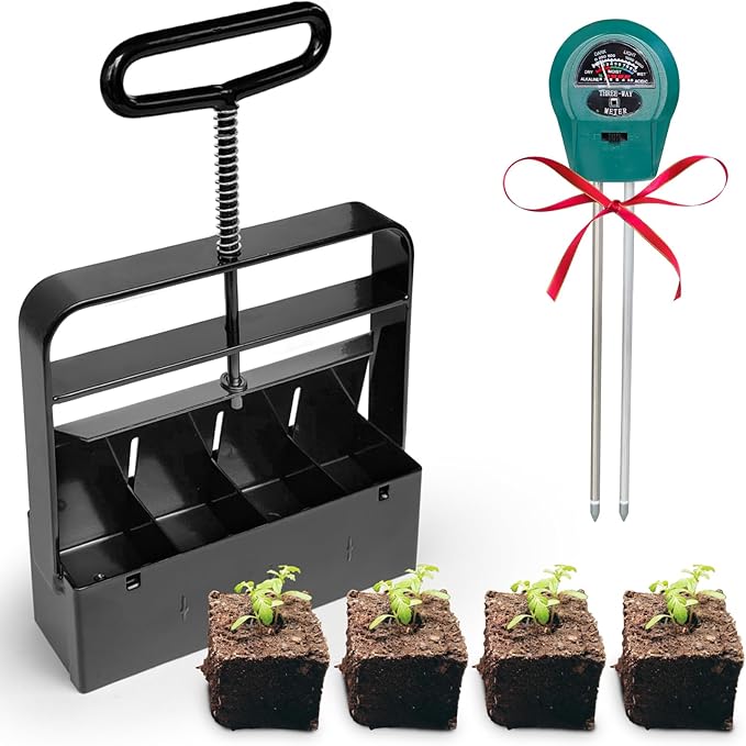 Soil Blocker 2 inch Seed Block Maker with 3-in-1 Soil Tester for Home, Garden, Lawn, Farm, Indoor and Outdoor Use, Promote Plants Healthy Growth