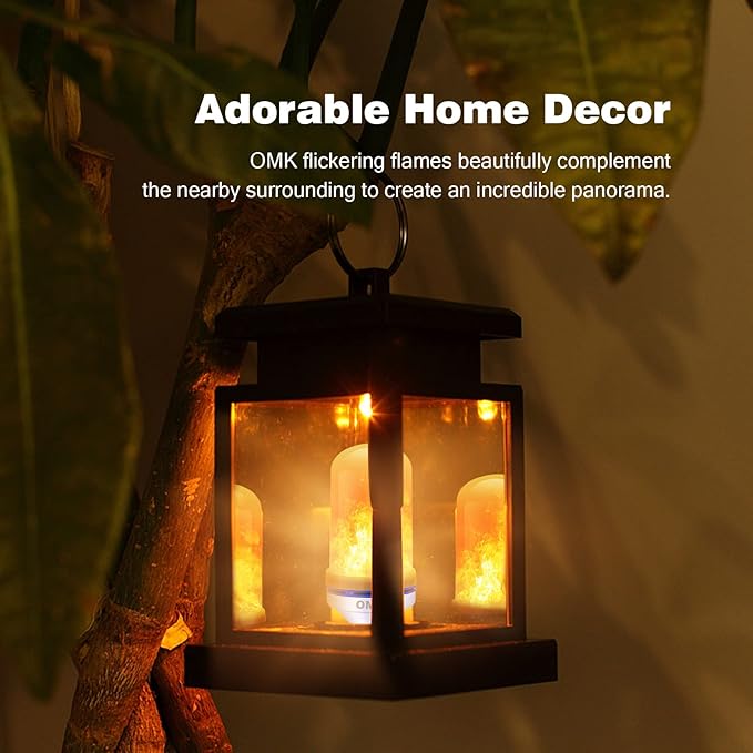 OMK Christmas Decorations Flame Light Bulbs, LED【Upgraded 2 Pack 】 4 Types Lighting Flickering Decorative Lamps for Porch, Yard, Party, Indoor, Outdoor Christmas Gifts