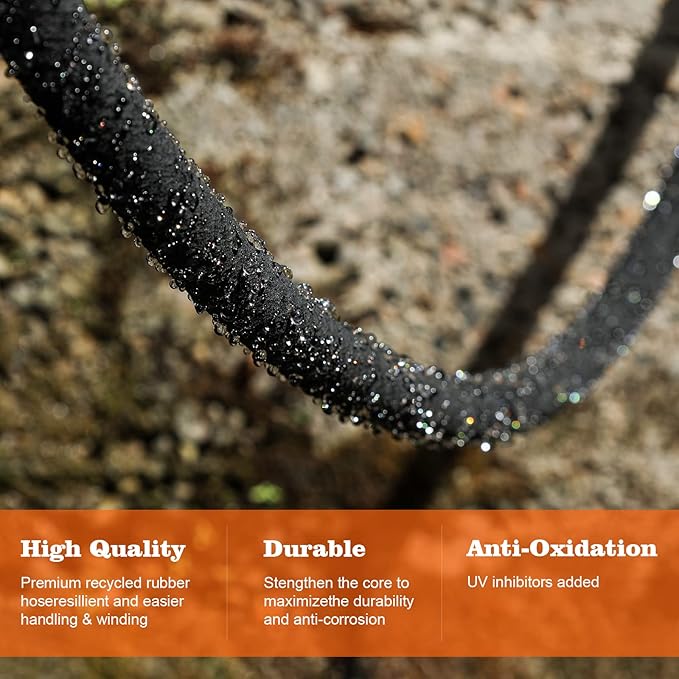 Soaker Hose 50 FT for Garden 1/2" Diameter Irrigation Hose Save 70% of Water Solid Brass Interface Eminently Suitable for Lawn and Garden Beds Cover