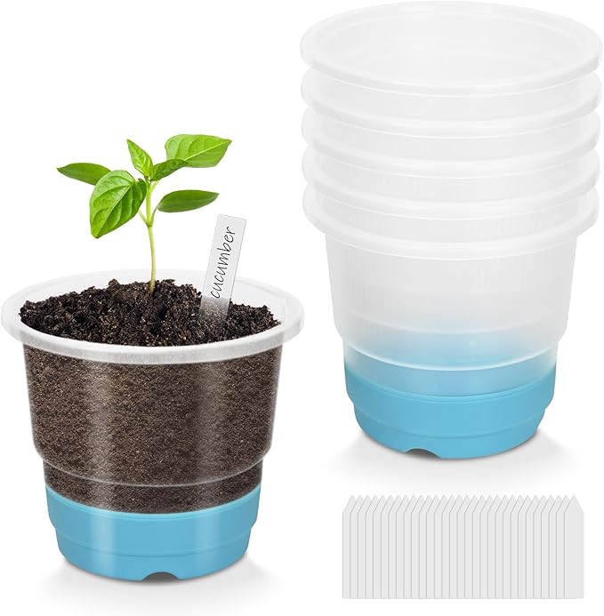 Clear Nursery Pots for Plants,30 Packs Seed Starting Pots 4 inch Plastic Plant Pot Seedling Pots with Drainage Holes Plant Nursery Pots Seed Starting Pot Silicone Base
