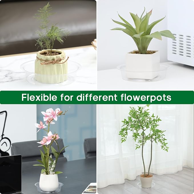 JERIA 12 Inch 20 Pack Clear Plant Saucers,Plastic Flower Pot Trays,Round Durable Plant Drip Trays for Indoor and Outdoor