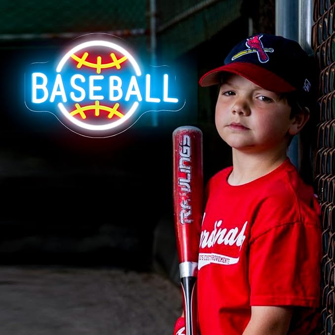 Baseball Neon Sign Dimmable LED Neon Signs for Wall Decor, Baseball Neon Light Sign for Bedroom Man Cave Gaming Room Party College Club Decor Sports Soccer Players Lover Gifts