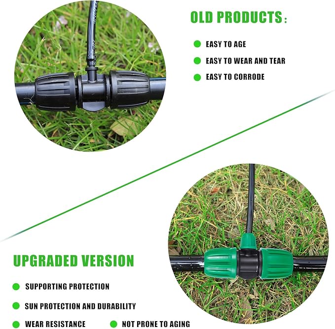 10 Pcs Barbed Tee 1/2 inch Tubing (1/2" ID x0.6-0.63" OD) 16mm to 1/4 inch Irrigation Tube Anti-Drop Quality Fitting (3-Way Lock Buckle Green)