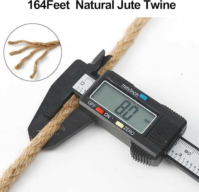Natural Jute Twine,164 Feet 8mm inch Hemp Twine Rope for Gift Wrapping Craft Plant Garden Christmas Handmade Arts Decoration Packing String Home Decor