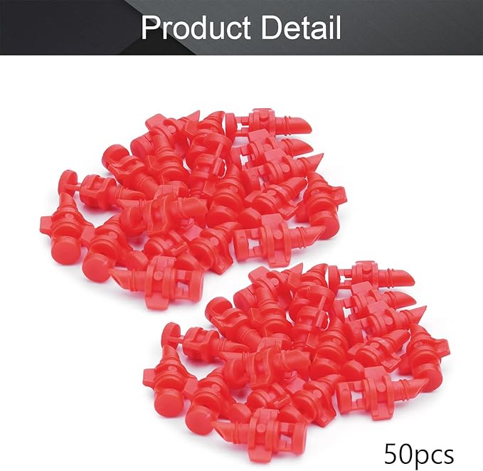 MroMax Micro Sprayer Fan Jet, 360 Degree Plastic Refraction Atomized Dripper Hydroponic Garden Irrigation, Red 50Pcs