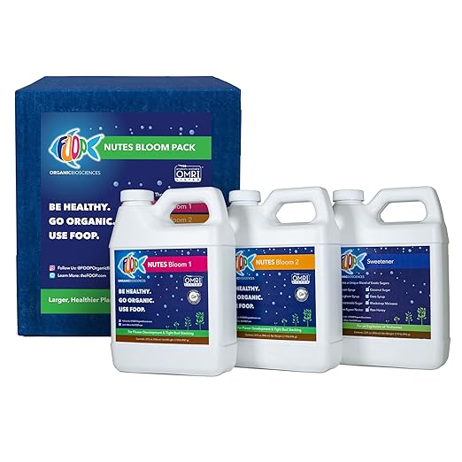 FOOP Nutes Bloom Starter Pack: Get Tight Buds, Awesome Terpenes, and an Explosion of Trichomes | Infused with Cal/Mag, and Silica | Certified Organic | Three 32oz Bottles