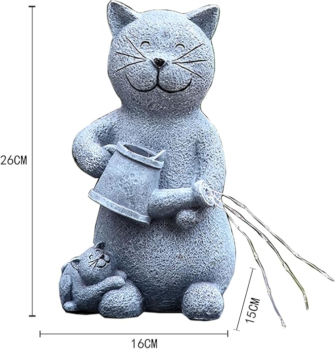 Solar Cat Outdoor Statues Garden Decor with LED Lights Lovely Cat Statues for Patio Balcony Yard Lawn Ornament, Birthday Mother Day Gardening Gifts for Mom Grandma Women