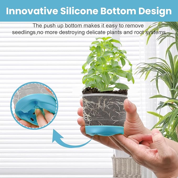 Clear Nursery Pots for Plants,30 Packs Seed Starting Pots 4 inch Plastic Plant Pot Seedling Pots with Drainage Holes Plant Nursery Pots Seed Starting Pot Silicone Base