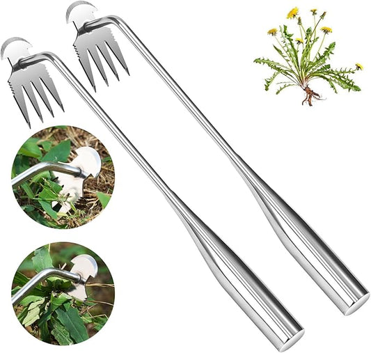 LANBOUY 2 Pack Weed Rake Puller Gardening Weed Garden Hand Weed Puller Tool, Yard Weed Puller Gardening Small Weeding Rake, for Lawn Farm Farming Remover Weed Puller