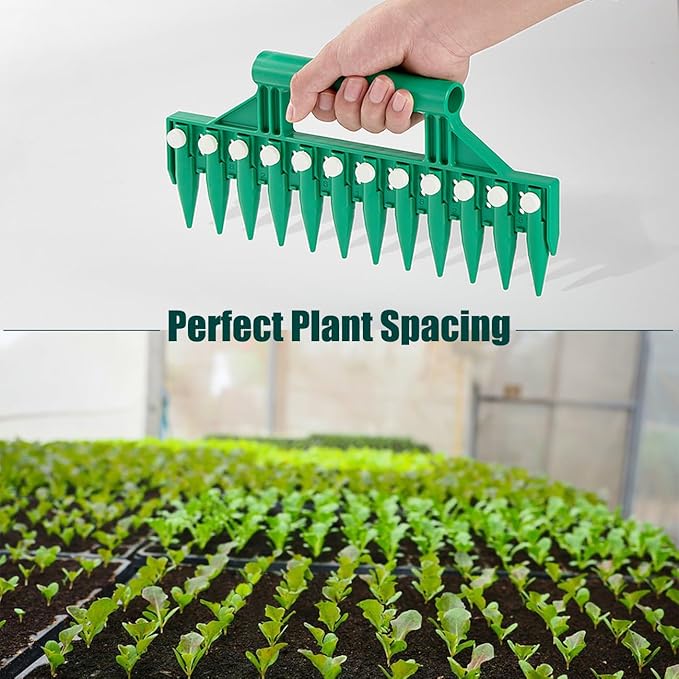 Seed Dibber, Multifunctional Seed Spacer Tool, Seed-in Soil Digger Garden Spacer aid for Planting Seeds Laying Out ideally Spaced Rows (Green)