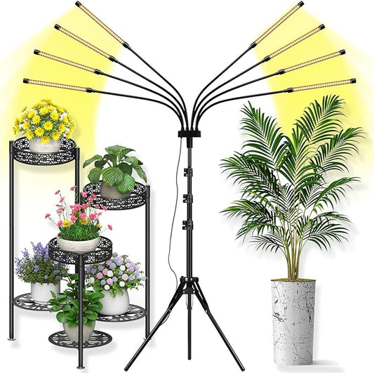 Grow Lights for Indoor Plants, 8 in 1 Full Spectrum Grow Light for Indoor Growing with Tripod Stand, Auto On/Off Timing 4/8/12H, Plant Light for Indoor Plants with 400 LEDs. (Full Spectrum)