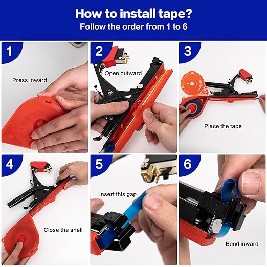 Plant Tying Machine, Vine Tying Tool, Plant Tape Gun with 21 Rolls Tape, Spare Blades and 10000 PCS Staples, Gardening Tape Tool for Climbing Plants,Grapes and Vegetables Flowers