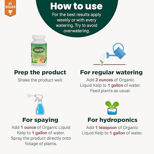 Natural Liquid Seaweed Premium Concentrate - 16 oz - Organic Plant Superfood for Gardening - Kelp Extract for Gardens, Lawns, Plants & Soil