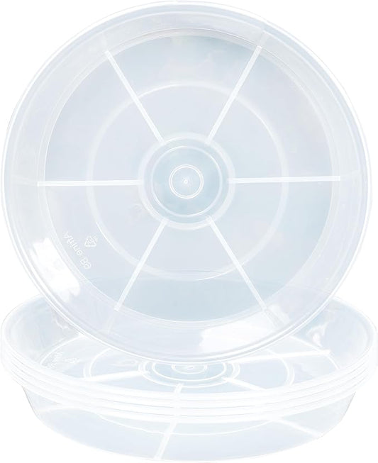 6 Pack Plant Saucer Drip Tray 16 inch, Potting Trays for Plants, Heavy Sturdy Plastic Planter Flower Pot Saucers for Indoor Outdoor Garden, Plant Water Drip Trays for pots (16", Clear)