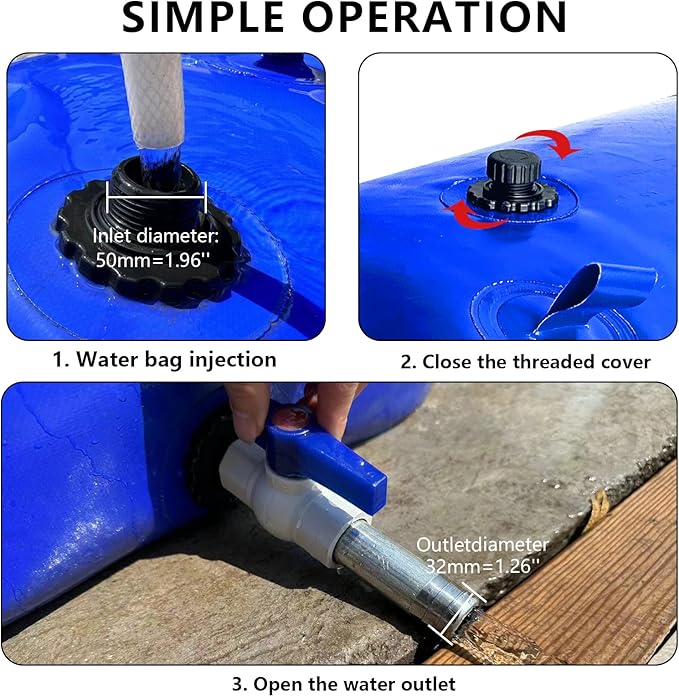 XITAO 264Gal/1000L Water Storage Bladder Large Capacity Water Storage Containers Portable Foldable Emergency Water Tank Water Bag for RVs, Drought Resistance, Fire Prevention, Agricultural Irrigation