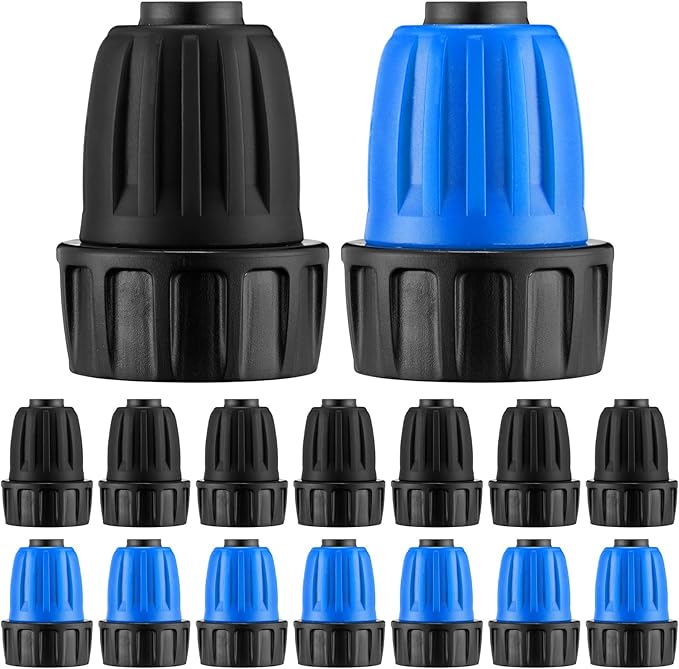 12 Pcs 1/2 Inch Garden Hose Adapter 3/4" to 1/2" Drip Irrigation Tubing Faucet Adapter Drip Irrigation Parts Faucet to Hose Adapter for Garden 3/4 Inch Faucet Connector (Black, Blue)