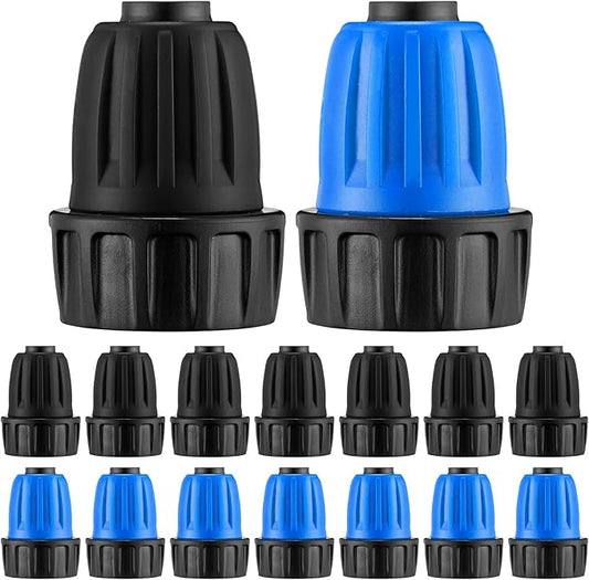 12 Pcs 1/2 Inch Garden Hose Adapter 3/4" to 1/2" Drip Irrigation Tubing Faucet Adapter Drip Irrigation Parts Faucet to Hose Adapter for Garden 3/4 Inch Faucet Connector (Black, Blue)
