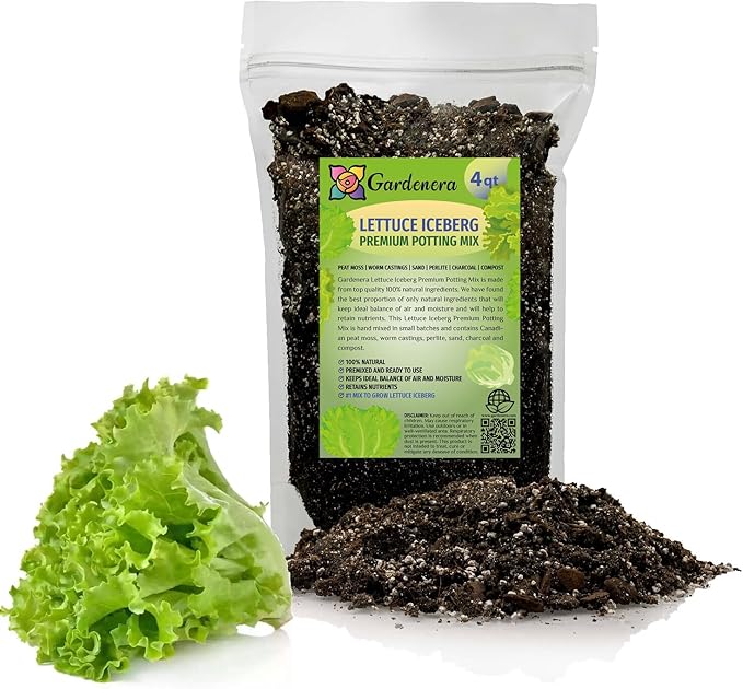 Premium Potting Soil Blend for Lettuce Iceberg - The Ultimate Mix for Healthy, Vibrant, and Crisp Lettuce - 4 Quart