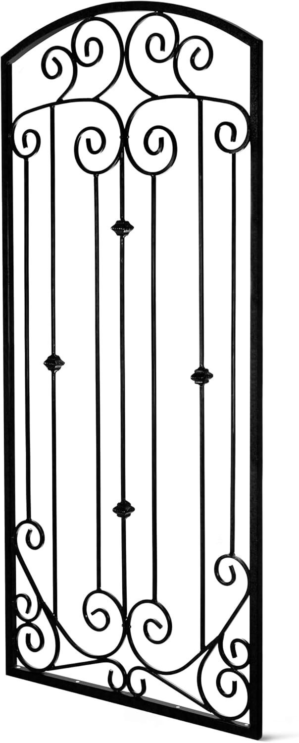 H Potter Black Trellis Garden Large Wrought Iron Heavy Scroll Metal Decoration Weather Resistant Lawn Patio Screen (Regular Black)