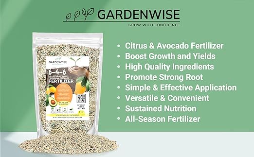 6-4-6 Avocado & Citrus Tree Fertilizer for Indoor Plants & Outdoor Plants | Quick-Release Nitrogen Fertilizer : Orange, Lime, Avocado & Lemon Tree Fertilizer - Citrus Fertilizer (3 Quarts)