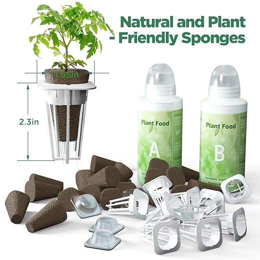LetPot 77 Pcs Seed Pod Kits, Square Grow Anything Kit for Hydroponics, with 2 A&B Nutrient Plant Foods and 30 Sponges, 5 Domes, 10 Baskets, 30 Stickers, Compatible with LetPot Mini, YOOCAA, QYO, LYKO