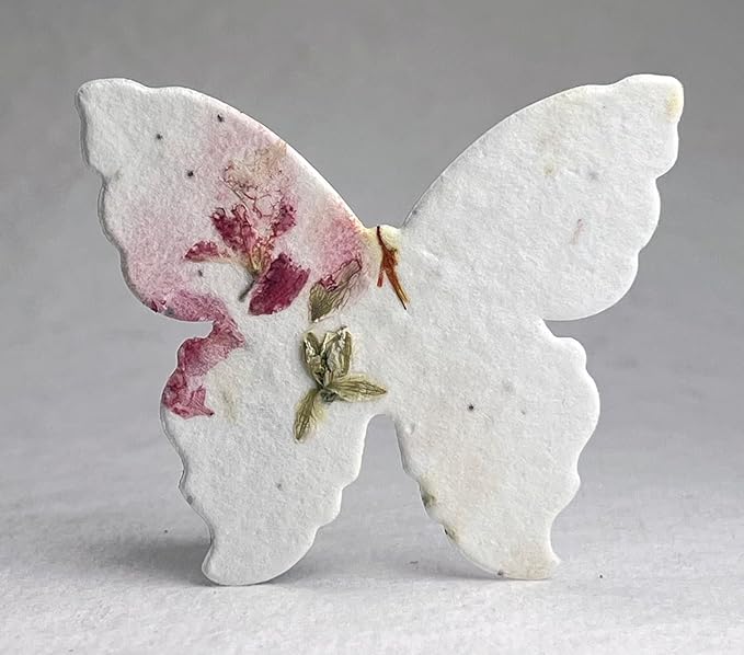 Of The Earth Handmade Paper - Wildflower Seed Paper Butterfly Shape - Large 3" - Set of 24 (24s Pink Petal)
