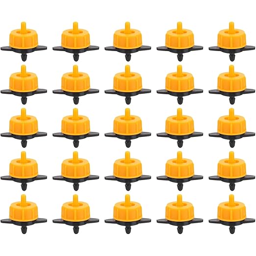 uxcell Drip Irrigation Emitters, 100pcs - 1/4 Inch Miniature Drip Sprinkler, 2 GPH Pressure Compensated Dripper for Garden Flower Pots Plants Lawns