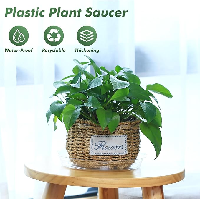 20 Pack 12 Inches Clear Plastic Plant Saucer Drip Trays Large Plant Plate Dish for Indoor Flower Pots and Planters, Bulk